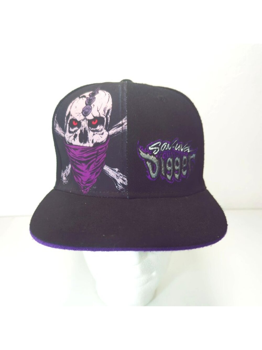 Monster Jam Son-Uva Digger Snapback Cap Hat Black & Purple Skull Adjustable